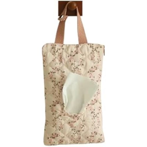 Quilted Baby Wipe Holder Floral Diaper Pouch Portable Quilted Wipes Bag for Travel Stroller Daily Casual (Pink)