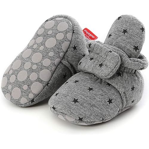 Sawimlgy Newborn Infant Baby Girl Boy Cotton Booties Stay On Sock Slippers Soft Bedroom Shoes Non-Skid Ankle Boots With Grippers Toddler Crib Warm Shoe First Walker Birthday Shower Gift
