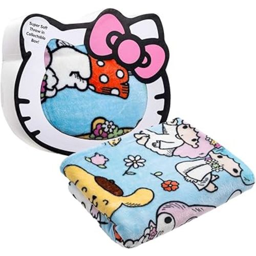 Hello Kitty Throw Blanket with Gift Box - Throw Measures 46 x 60 Inches – Super Soft Special Edition Fleece Bedding