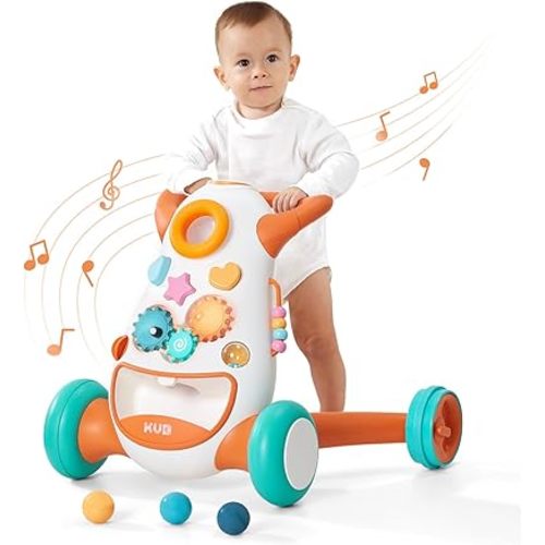 KÜB Montessori Baby Walker - Interactive Push Toy for Toddlers Learning to Walk with Soft Music & Lights, Adjustable Speed & Non-Slip Wheels, Educational Activity Center