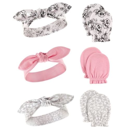 Hudson Baby® 6-Piece Floral Headband and Mitten Set