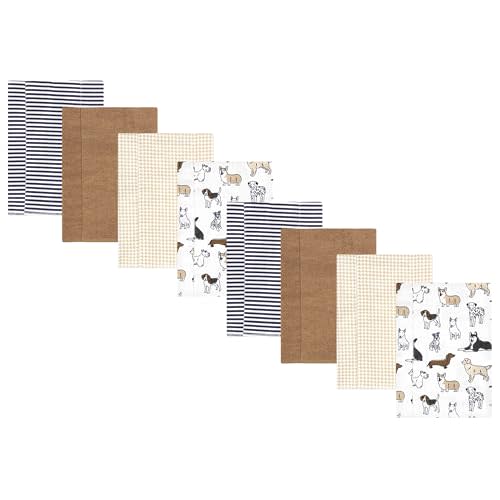 Hudson Baby Cotton Poly Flannel Burp Cloths Multipack, Handsome Dogs 8-Pack, One Size