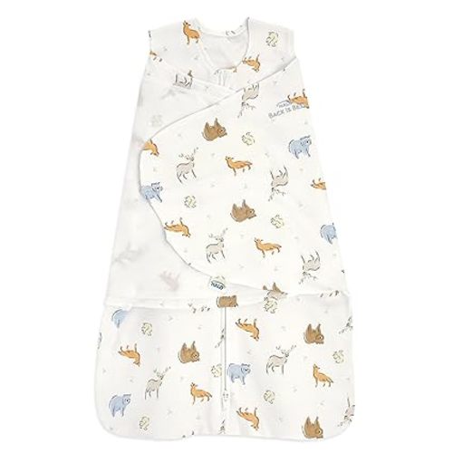 HALO 100% Cotton Sleepsack Swaddle, 3-Way Adjustable Wearable Blanket, TOG 1.5, Forest Friends, Newborn, 0-3 Months