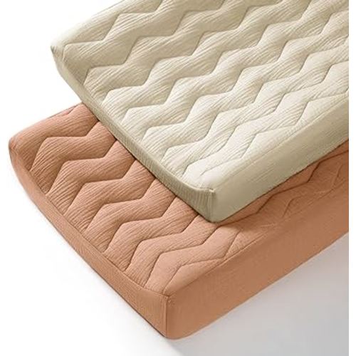 lulumoon Muslin Changing Pad Cover: Baby Cotton Quilted Changing Table Cover - Soft Changing Pad Sheets for Boys Girls