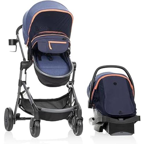 Evenflo Pivot Vizor Travel System with LiteMax Infant Car Seat (Promenade Blue)