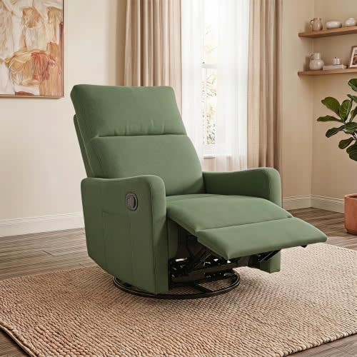 360° Manual Swivel Rocker Recliner Chair, Manual Glider for Small Spaces