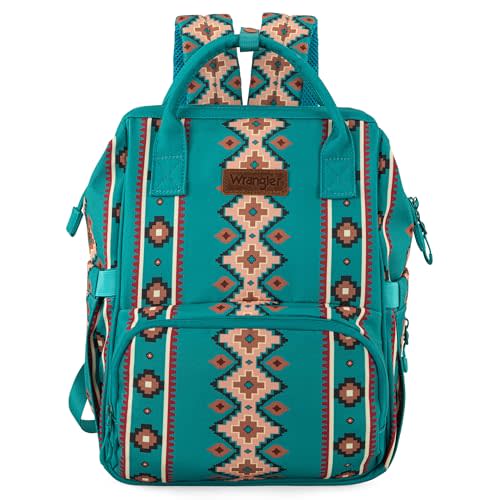 Wrangler Diaper Bag Backpack Aztec Travel Backpack Purses Western Multi-Function Baby Bags for Mom with Waterproof Insulated Pockets