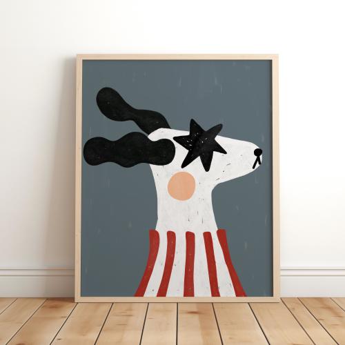 funky dog print, Eco Poster, Funny Dog Illustration Decor Nursery Wall Art Playroom Prints, Poster Cute Prints Kids Nursery Print Playroom