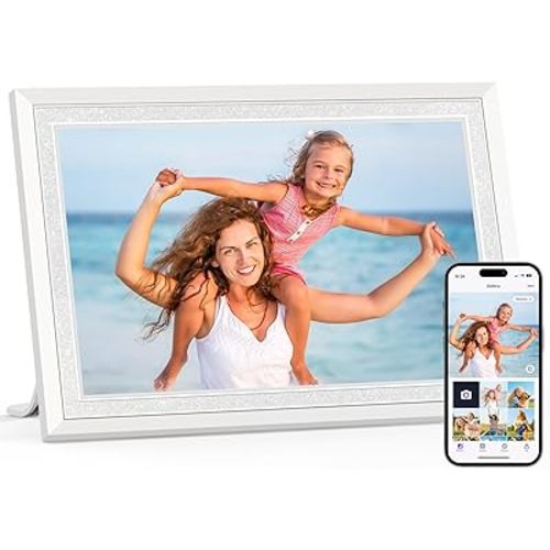 Uhale 10.1 Inch Digital Picture Frame 32GB Momery White WiFi Electronic Photo Frame IPS HD Touch Screen Display Share Photos/Videos Instantly Anywhere Gifts for Mom Dad Grandparents