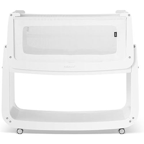 SnuzPod 5 Bedside Bassinet for Baby - Newborn Bed with Zip Down Breathable Windows, Rocking Bedside Sleeper with Lift-Off Bassinet, Portable 3-in-1 Baby Cradle with Wheels & Mattress, White