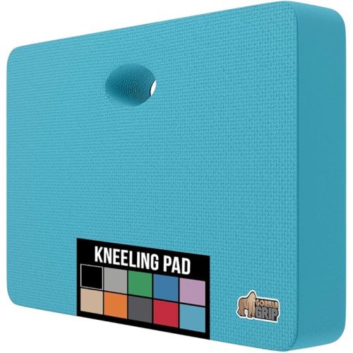 GORILLA GRIP® Extra Thick Patent Pending Supportive Foam Kneeling Pad, Large Cushion Knee Pads for Gardening, Baby Bath, Dirt and Water Resistant, Workout and Garden Supplies, 17.5x11, Turquoise
