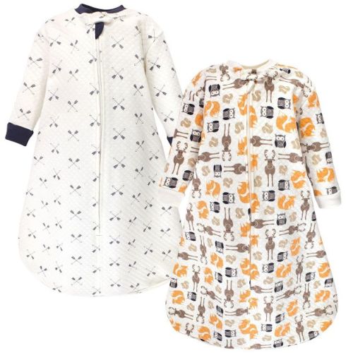 Hudson Baby Infant Boys Premium Quilted Long Sleeve Sleeping Bag and Wearable Blanket 2-Pack, Cream Forest Animals