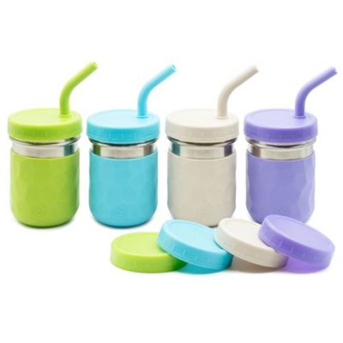 WeeSprout 2-in-1 Drinking Cups for Kids, Durable Stainless Steel Tumbler for Smoothies Kid Cups, Set of 4