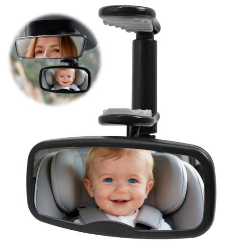 Kisslanding, Baby Car Mirror Rear Facing, 360° Rotation, Black