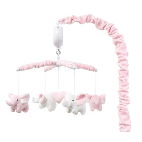 Pink Elephant Baby Musical Crib Mobile for Girls
