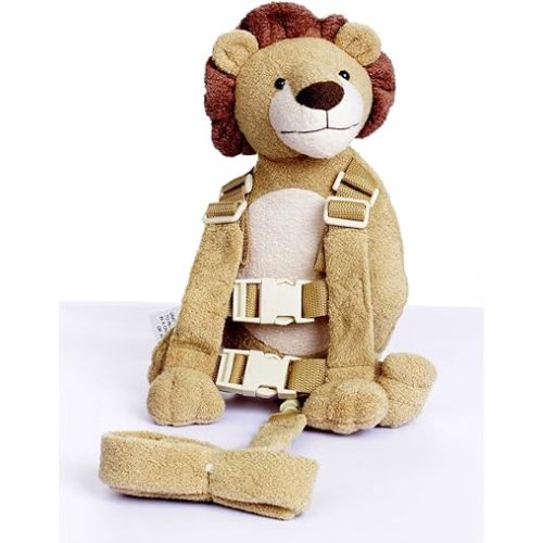 2 in 1 Lion Toddler Safety Harness Backpack Children's Walking Leash Strap（Yellow）