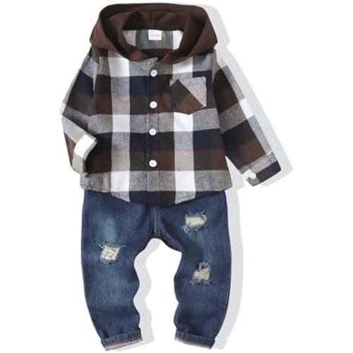 Toddler Baby Boy Clothes Fall Winter Outfits Infant Long Sleeve Shirt Jeans Sets Casual Kids Clothes for Boys 12M-5Y