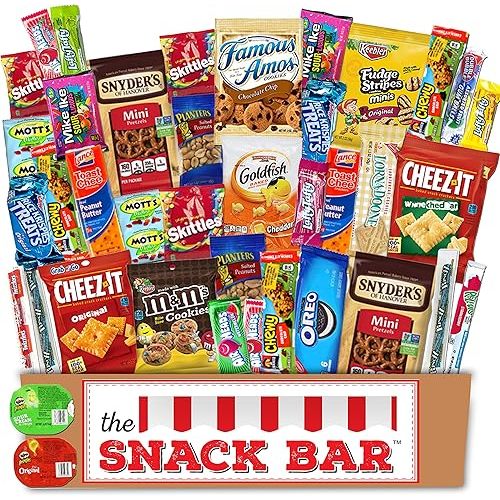 The Snack Bar - Snack Care Package (40 count) - Variety Assortment with American Candy, Fruit Snacks, Gift Snack Box for Lunches, Office, College Students, Road Trips, Holiday Gifts