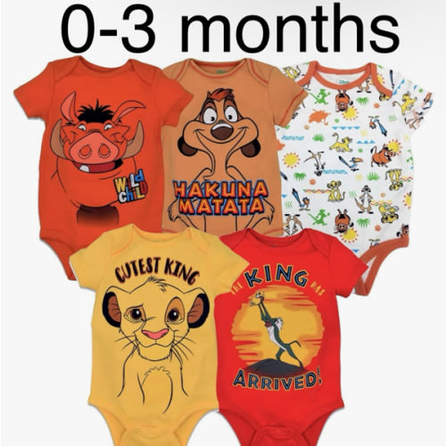 Disney Baby 5 Pack Bodysuits Newborn to Infant Sizes (Newborn - 24 Months)