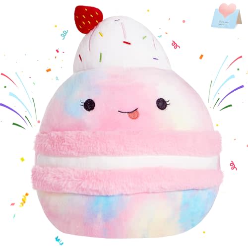 12" Macaron Plush Pillow Stuffed Animals Original Plushie Cupcake Pink Ice Cream Squishy for Kids Boys Girls