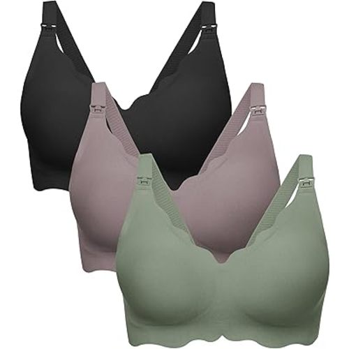Angelhood Nursing Bras for Breastfeeding Ultra Comfort Seamless Maternity Bra Pack Wireless Pregnancy Bralette Bra Extender
