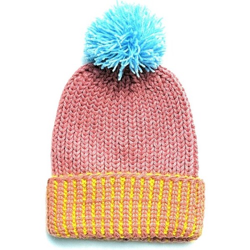 Sprinkle Pom Hat, Yellow Salmon Sky Blue Pom - Cabbages & Kings | Maisonette
