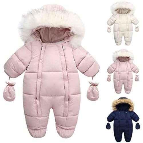 Baby Winter Snowsuit Toddler Winter Suit Outwear Hooded Snow Outfit Footie Snow Suit Baby Winter Clothes
