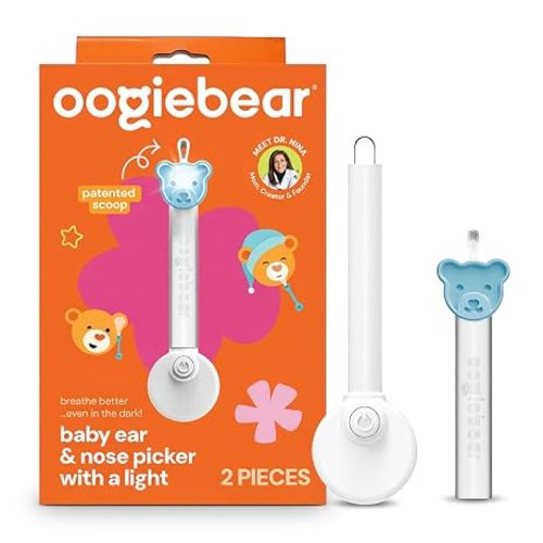 oogiebear Baby Nose & Ear Picker, Safe Booger Remover Tool, 1 Piece, Blue | Safe Dual-Ended Nose Cleaner & Ear Wax Remover for Newborns, Infants & Toddlers, BPA-Free, Patented, Baby Registy Essential
