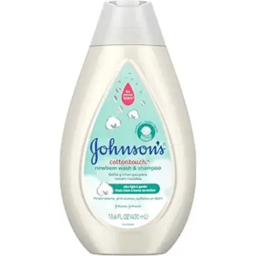 Johnson's CottonTouch Newborn Baby Body Wash & Shampoo, Gentle & Tear-Free, Made with Real Cotton, Gently Washes Away Dirt & Germs, for Sensitive Skin, Baby Essentials, 13.6 fl. oz