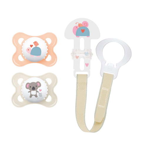 MAM Pacifier and MAM Pacifier Clip Value Pack (2 Pacifiers & 1 Clip), Pacifiers 0-6 Months, Baby Girl Pacifier Animals Design, Baby Pacifier Clips - Walmart.ca