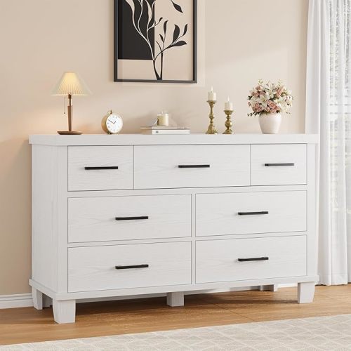 IDEALHOUSE Dresser for Bedroom with 7 Drawers, Storage Chest of Drawers with Metal Handle, Wooden Dresser Organizer for Living Room,Closet,Entryway,Nursery