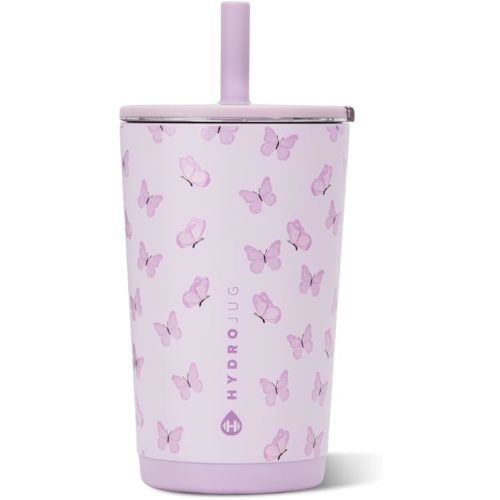 HydroJug Everyday Tumbler 14 Oz Ceramic-Lined Straw Cup Flutter Insulated Tumbler