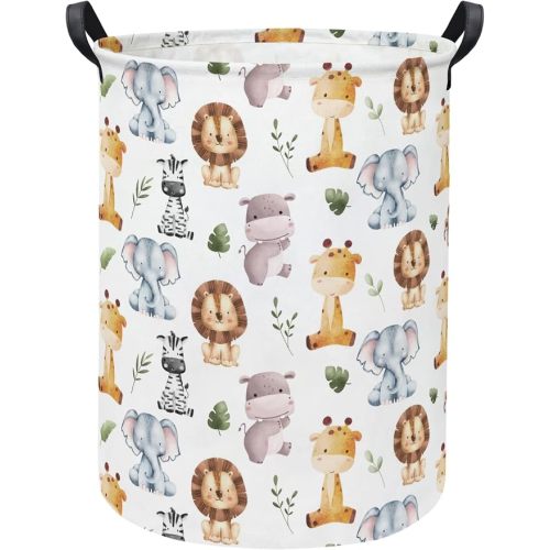 Baby Laundry Hamper kids laundry Basket Waterproof Storage Bin for Bedroom Clothes Organizer Basket Woodland Animals Room Décor(Cute Animals)