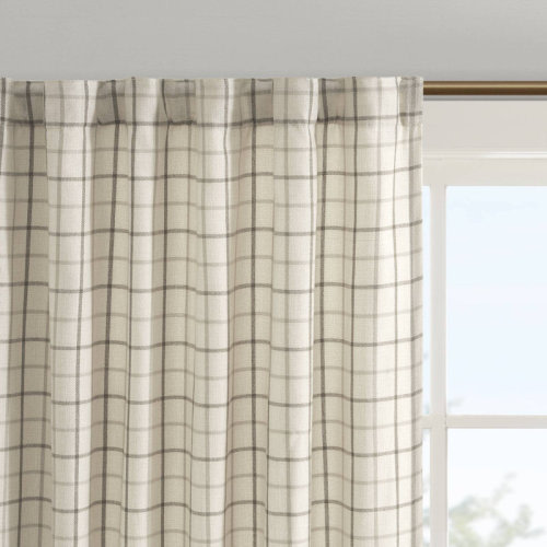 Madison Park Anaheim Woven Plaid Room Darkening Thermal Fleece Lined Single Curtain Panel & Reviews | Wayfair