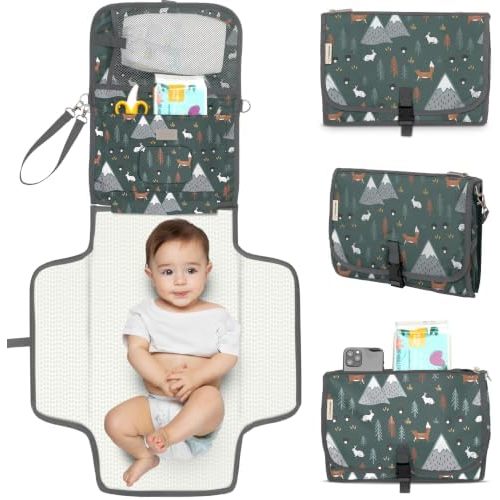 KeaBabies Portable Diaper Changing Pad, Wipeable Baby Changing Mat (Woods)