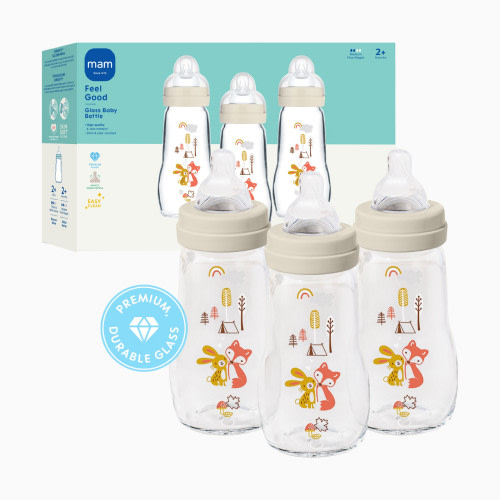 MAM Feel Good Premium Glass Bottle (3 Pack) - 9 Oz