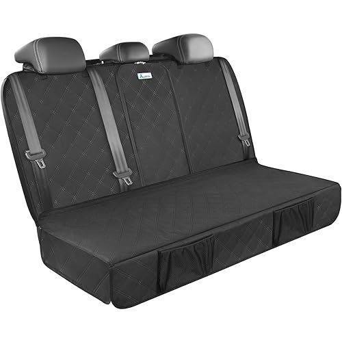ALLANSING Upgraded 900D Heavy Duty Dog Back Bench Seat Cover, Car Seat Protector, 3 Seatbelts & Armrest Compatible, Waterproof Nonslip Pet Backseat Cover for Dogs & Kids, Fits Most Cars, SUVs, Trucks