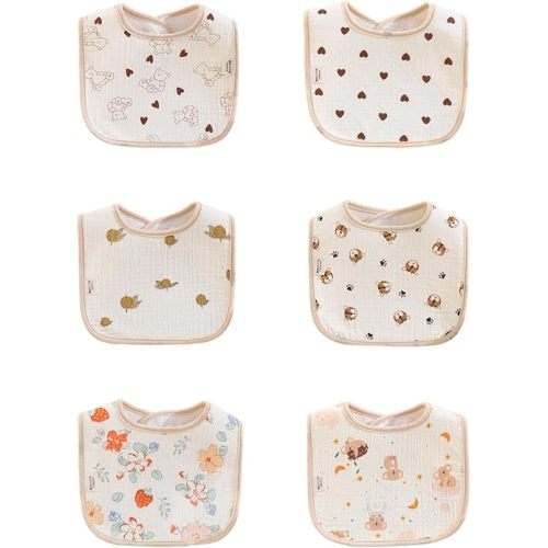 Baby Bandana Bibs, 6 Pack Waterproof Toddler Bib,Soft Cotton Absorbent Baby Bibs for Eating,Drooling,Teething