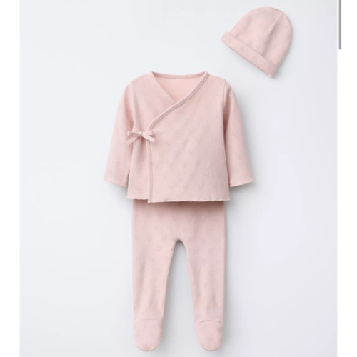 POINTELLE HEART LAYETTE SET AND BAG - Pink | ZARA United States
