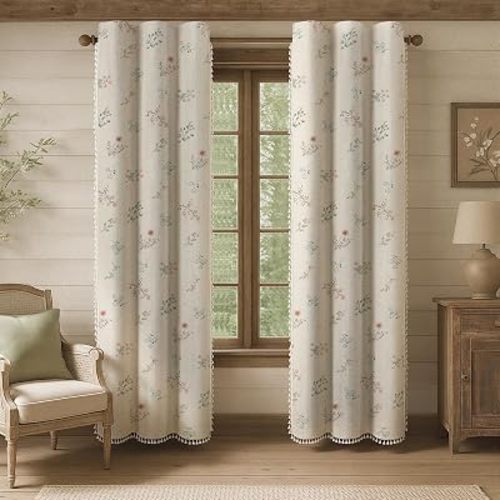 Boho Floral 100% Blackout Curtains 84 Inch 2 Panels 40" W x 84" L