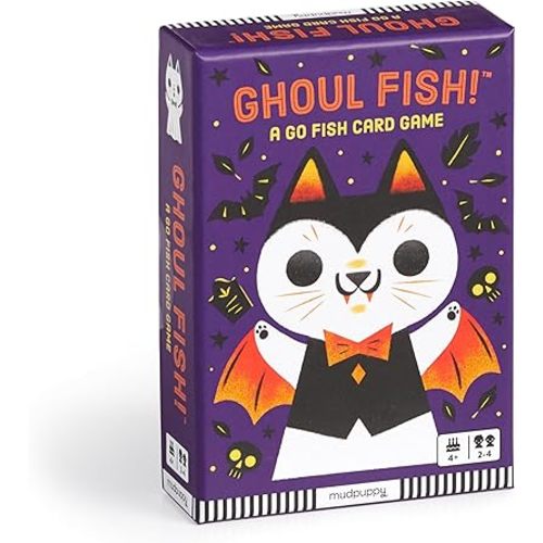 Mudpuppy Ghoul Fish! – Ghoul Version of Classic Kids Go Fish Card Game with Cute Illustrations of Ghoulish Cats for Children Ages 4 and Up, 2-4 Players