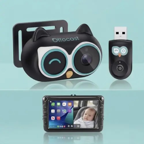 OTTOCAST Baby Camera for Car Wireless CarPlay Adapter, 1080P HD Car Screen Display Rear Seat Monitor, 150° Wide Angle, No-Glow Night Vision, Driving Safety for Kids & Infants - TikTok Shop