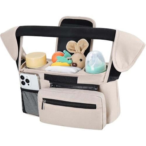 Accmor Universal Stroller Organizer with Insulated Cup Holder, Detachable Phone Bag Shoulder Strap, Stroller Caddy Bag for UPPAbaby, Baby Jogger, Graco, Umbrella & Most Strollers