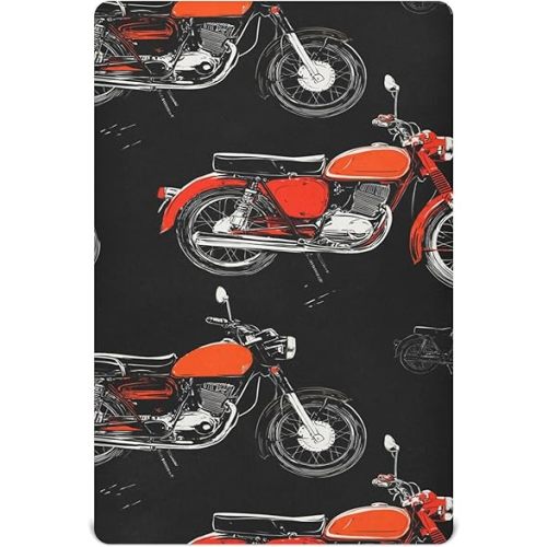 Motorcycle Motorbike Black Crib Sheets Soft Breathable Fitted Baby Crib Sheets Mattress Cover for Girls Boys, 52" x 28" x 9"