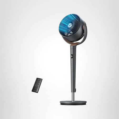 Dreo Fan for Bedroom, 120° Oscillating Standing Fans, Quiet Floor Fan with DC Motor, 100ft Pedestal Fans for Room, 9 Speeds, 4 modes, 20dB, 120° Manual Vertical, 37-42" Adjustable Height, 9H Timer