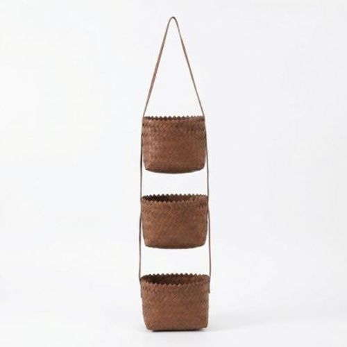 Alilang 3 Tier Hanging Wall Storage Basket Organizer Woven Style Vertical Storage for Bathroom Entryway, Coffee : Target