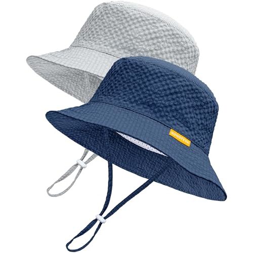 HONGTEYA Baby Sun Hat Toddler Boy Bucket Hat Kids Summer Beach Hat Wide Brim Sun Protection