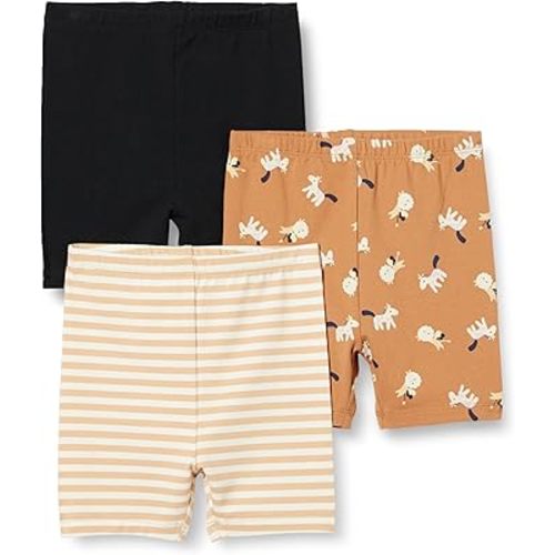 Amazon Essentials Toddler and Baby Girls' Cotton Stretch Jersey Bike Shorts, Pack of 3