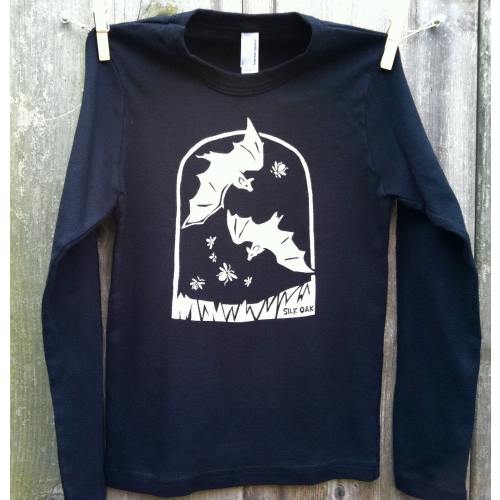Halloween Bats with Fireflies Kid LS Tee