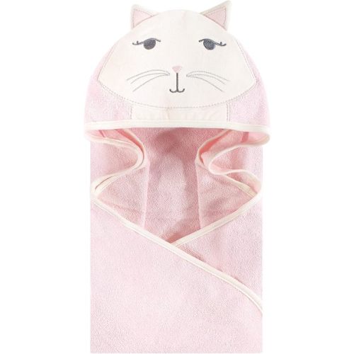Hudson Baby Unisex Baby Cotton Animal Face Hooded Towel, Kitty, One Size